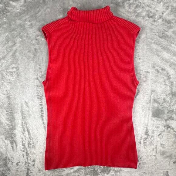 Chico’s Red Ribbed Turtleneck Sweater Tank - Picture 2 of 5
